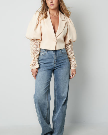 Trendy Short Blazer With Lace