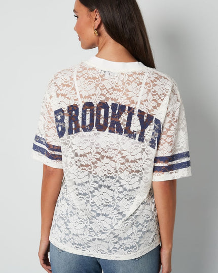 V-Neck Lace American T-shirt