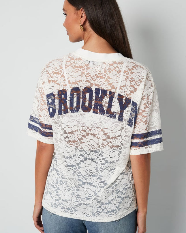 V-Neck Lace American T-shirt