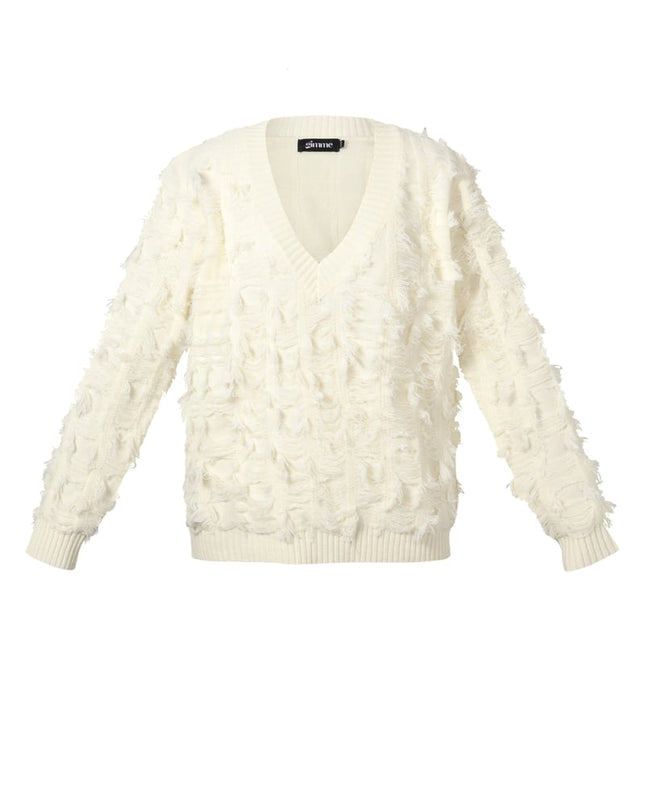 V-hals Fluffy Knit