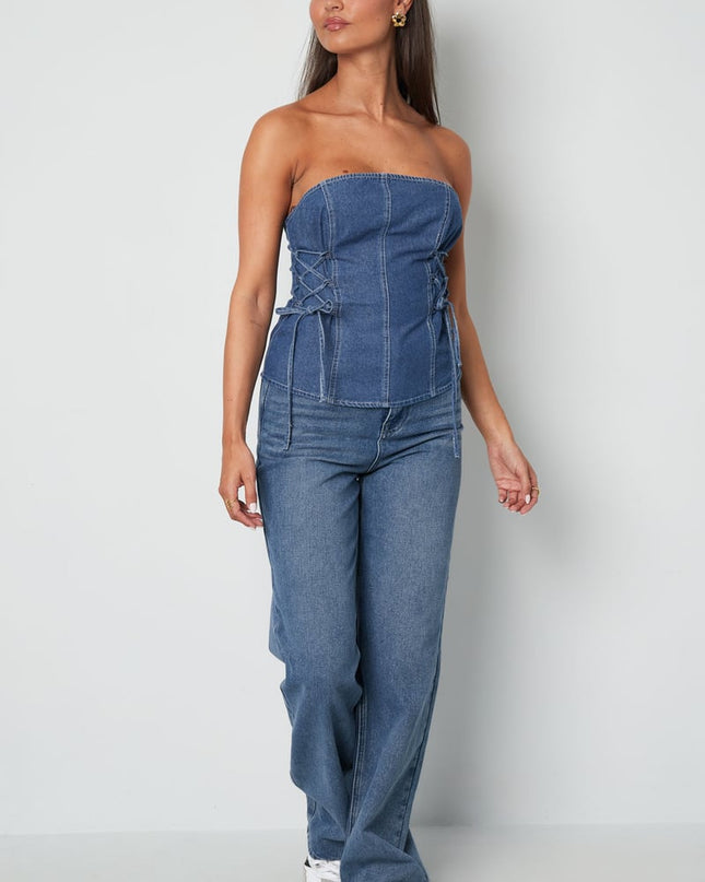 Denim Laced Tube Top