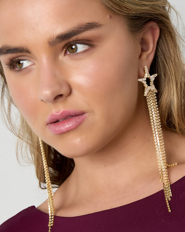 Koperen oorbellen met ster, elegante kerst, luxe serie, damessieraden