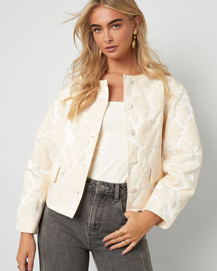Jacquard Balloon Sleeve Jacket