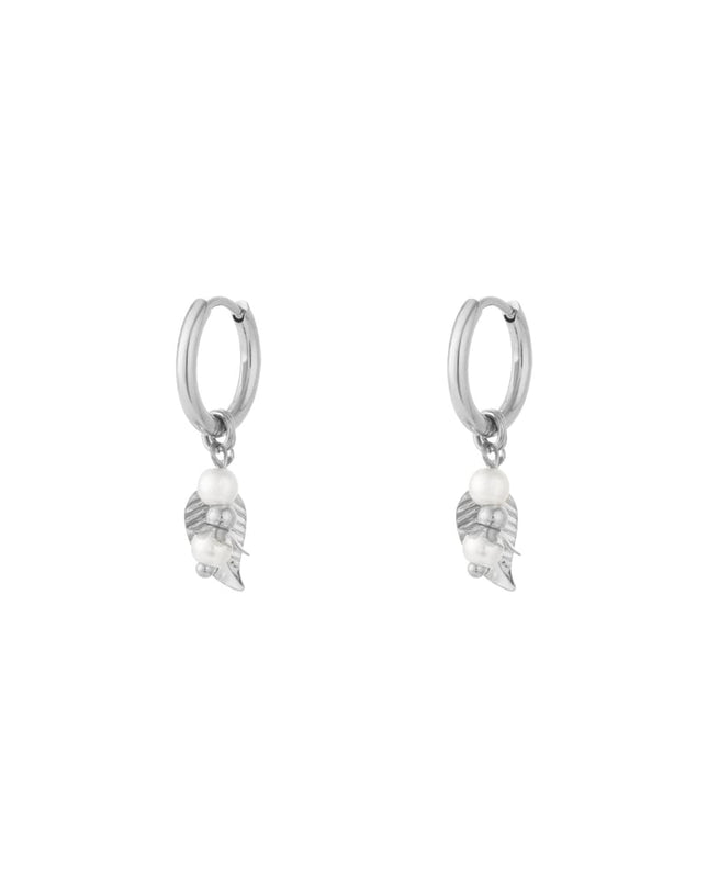 oorbellen blad met parels