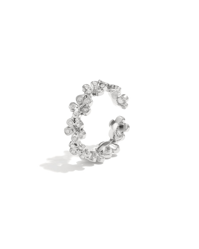 Roestvrijstalen minimalistische ringen met bloemen, casual, dagelijks, eenvoudig, serie, damessieraden