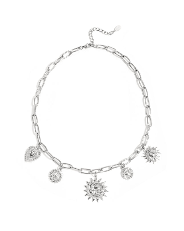 Roestvrijstalen hangerkettingen met hartvormige hanger, casual en eenvoudig model, dames sieraden.