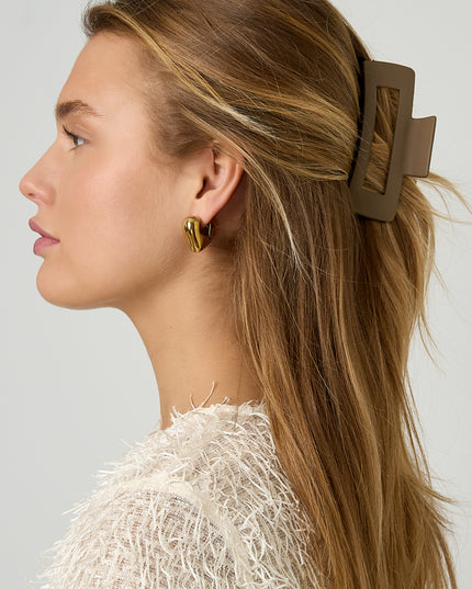 Haarklem rechthoek - creme Plastic