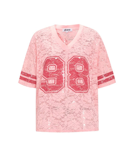 V-Neck Lace American T-shirt