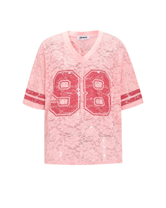 V-Neck Lace American T-shirt