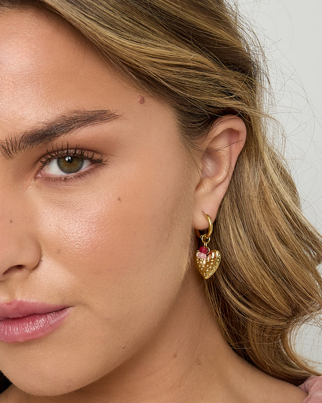 Oorbellen met hart en kralen