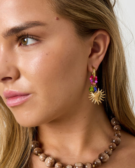 Glowing Heart Happy Charm oorbellen