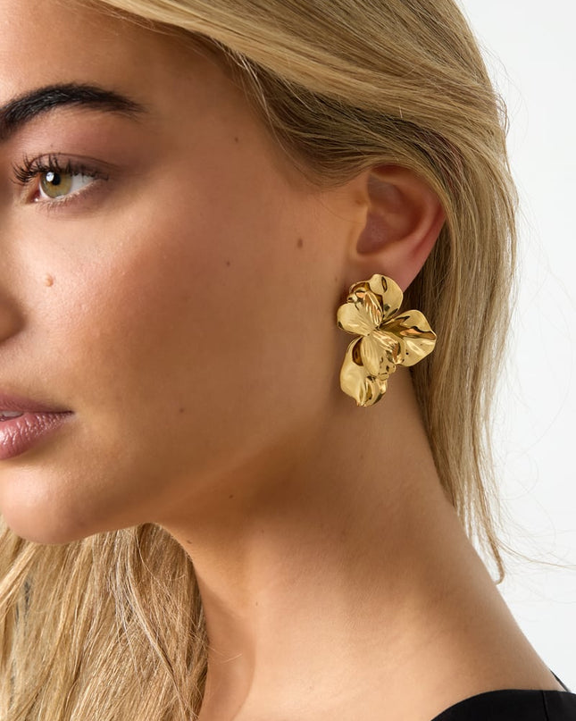 Roestvrijstalen oorbellen met bloemmotief, casual, dagelijks, eenvoudig, serie, damessieraden