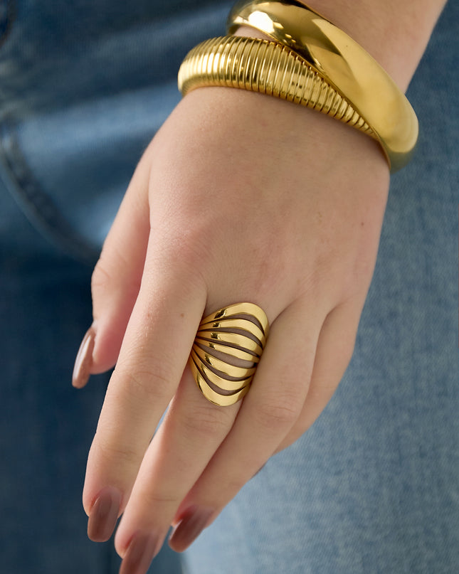 Roestvrijstalen statement ringen, casual, dagelijks, eenvoudig, serie, damessieraden
