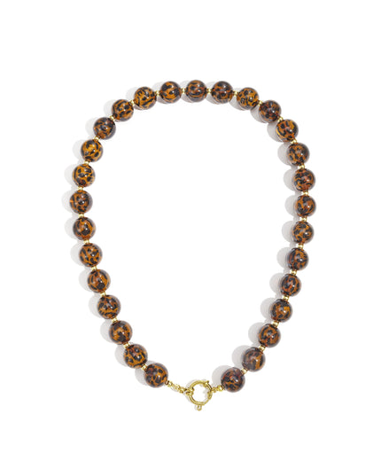 Acryl kralenkettingen luipaardprint retro Daily Classic-serie damessieraden - 14 mm