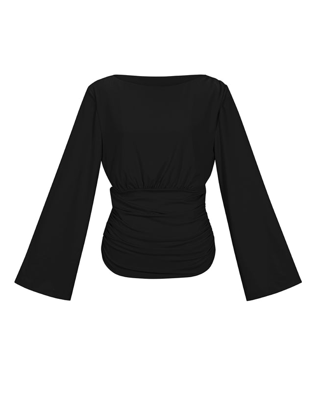 Fitted top with flared sleeves