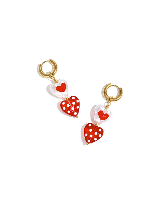 Oorringen met hangers in hart vorm