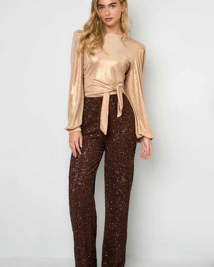 Polyestervezel (polyester) Rechte broek Pailletten Elegante herfst/winterkleding