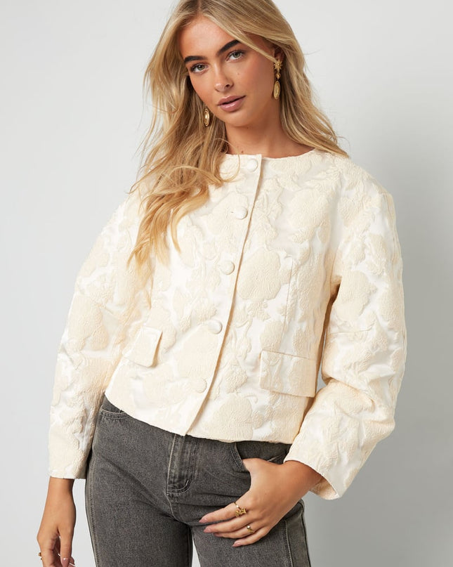 Jacquard Balloon Sleeve Jacket