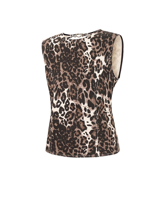 Luipaard denim top