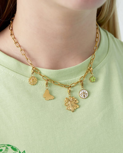 Gedetailleerde bloemen DIY ketting