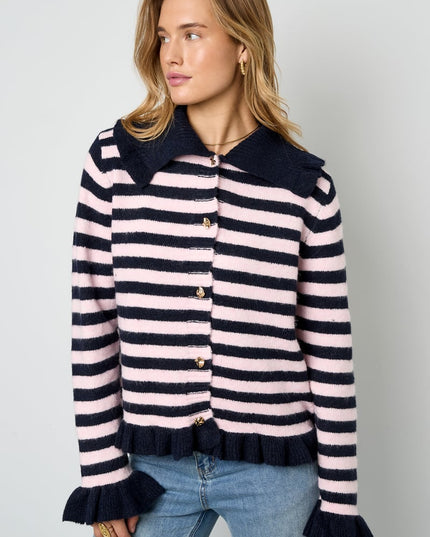 Polyester fiber (polyester) Knit cardigan Stripes Casual Fall/Winter  Clothes
