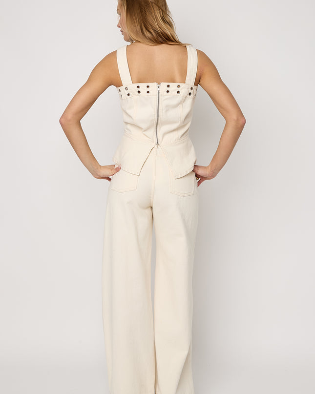 Opvallende denim top met oogjes