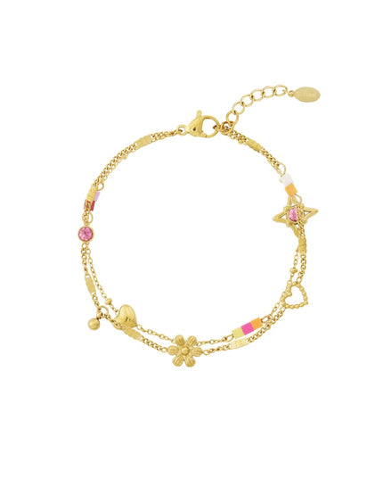 Armbanden met bedels van roestvrij staal met bloemenmotief