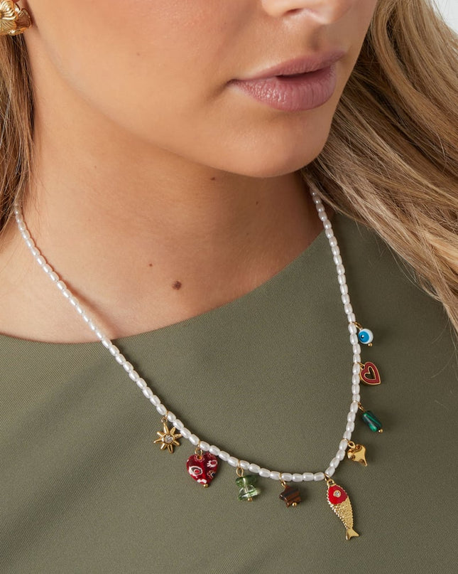 Roestvrijstalen kralenkettingen met vis, casual, vakantie/strand, romantische serie, damessieraden