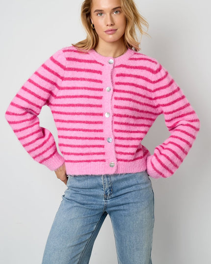 Polyester fiber (polyester) Knit cardigan Stripes Casual Fall/Winter  Clothes