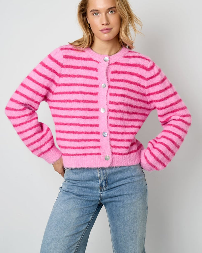 Polyester fiber (polyester) Knit cardigan Stripes Casual Fall/Winter  Clothes