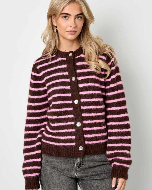 Polyester fiber (polyester) Knit cardigan Stripes Casual Fall/Winter  Clothes