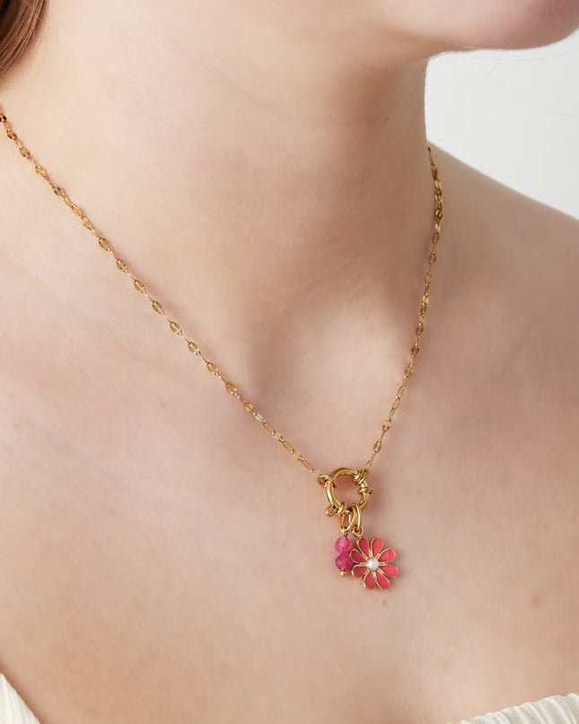 Rode bloemen DIY ketting