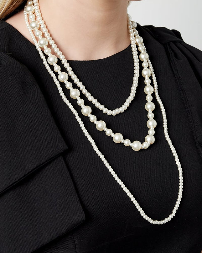 Gelaagde ketting met gemengde parels