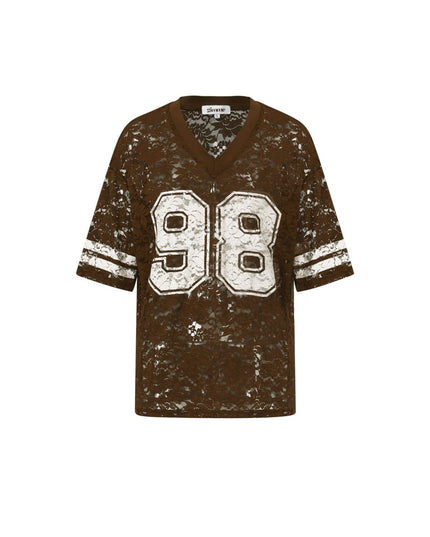 V-Neck Lace American T-shirt