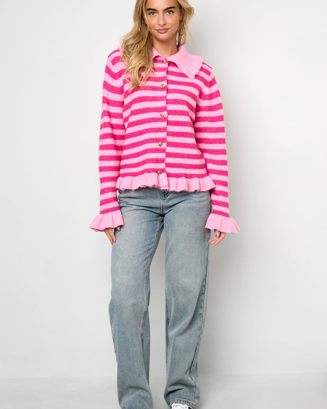 Gebreide Polyestervezel Vrouwen Cardigan Casual Strepen