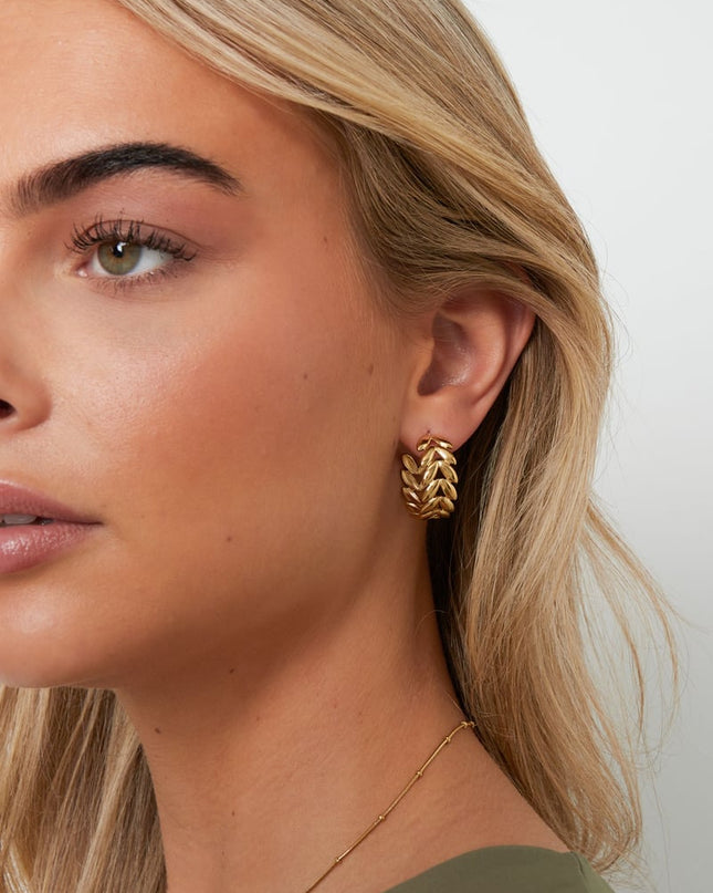 Oorbellen van roestvrij staal met blad, casual, dagelijks, eenvoudig, serie, damessieraden