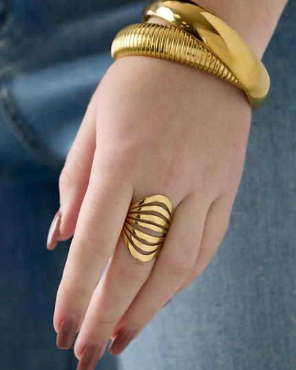 Stainless Steel Statement Rings lines Casual Daily Simple Series Women's jewelry