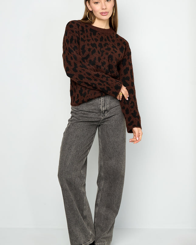 Luipaard warme gebreide trui