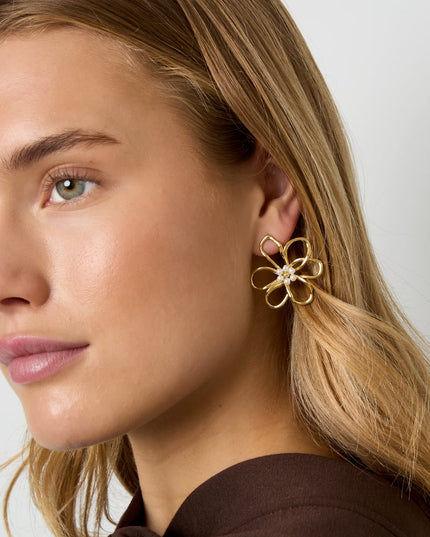 Stainless Steel Stud Earrings Flower Casual Daily Simple Series Women's jewelry